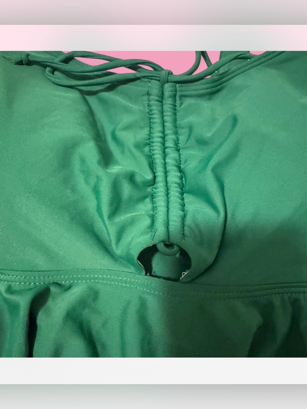 Green Ruffled Tank Swim Top - Picture 3 of 3